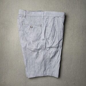 Ted Baker Shorts Mens 34 Gray Blue 9" Chino Stretch Casual Polka Dot Trim Summer